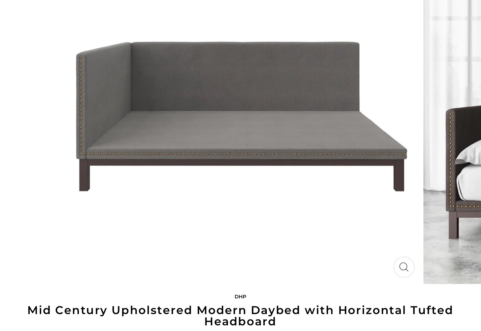 Mid Century Upholstered Modern Daybed with Horizontal Tufted Headboard gray 
