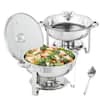 4 qt. Chafing Dish Buffet Set Stainless Steel Chafer with 2 Full Size Pans Round Catering Warmer Server (2-Piece)