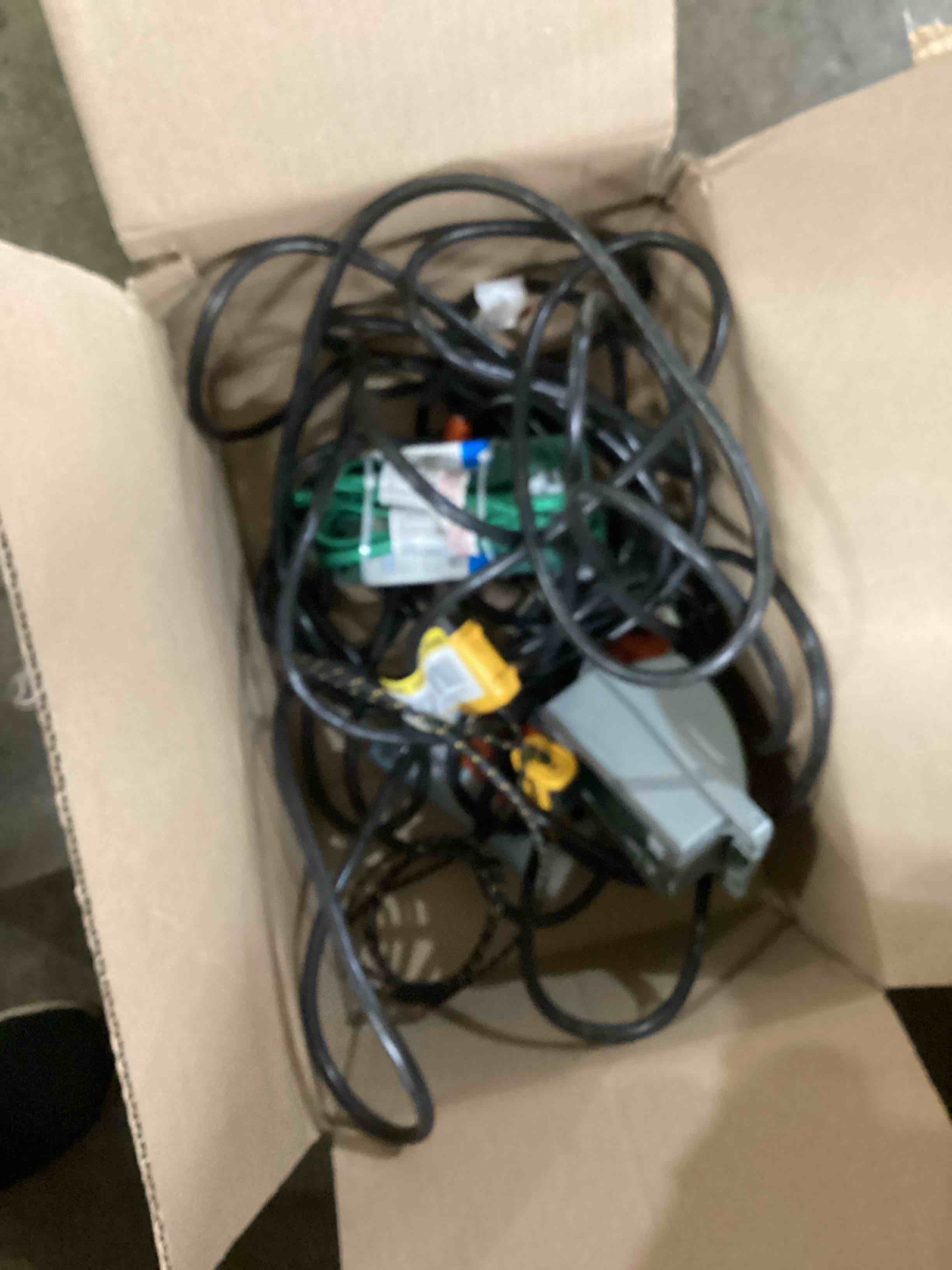 Assorted Box of Miscellaneous, Extension Cords Gang Box