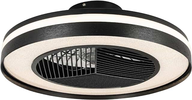 Low Profile Enclosed Blade Ceiling Fan 19.6 LED Black Finish