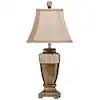 32.5 in. Brown Glaze with Silver Leaf Table Lamp with Beige Fabric Shade