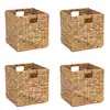 12 in. H x 12 in. W x 12 in. D Natural Tan Hyacinth Cube Storage Bin (4-Pack)