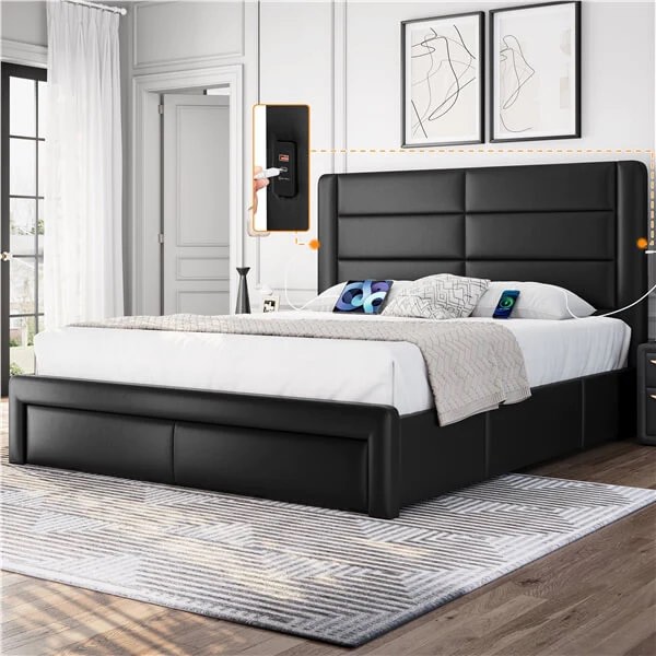 Yaheetech Queen Upholstered Bed Frame (incomplete 1 box only)(color may vary ours is beige)