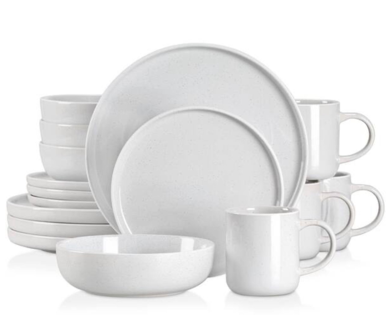 vancasso Sesam 16-Piece Brilliant Sesame Spots Light Gray Stoneware Dinnerware Set (Service for 4)