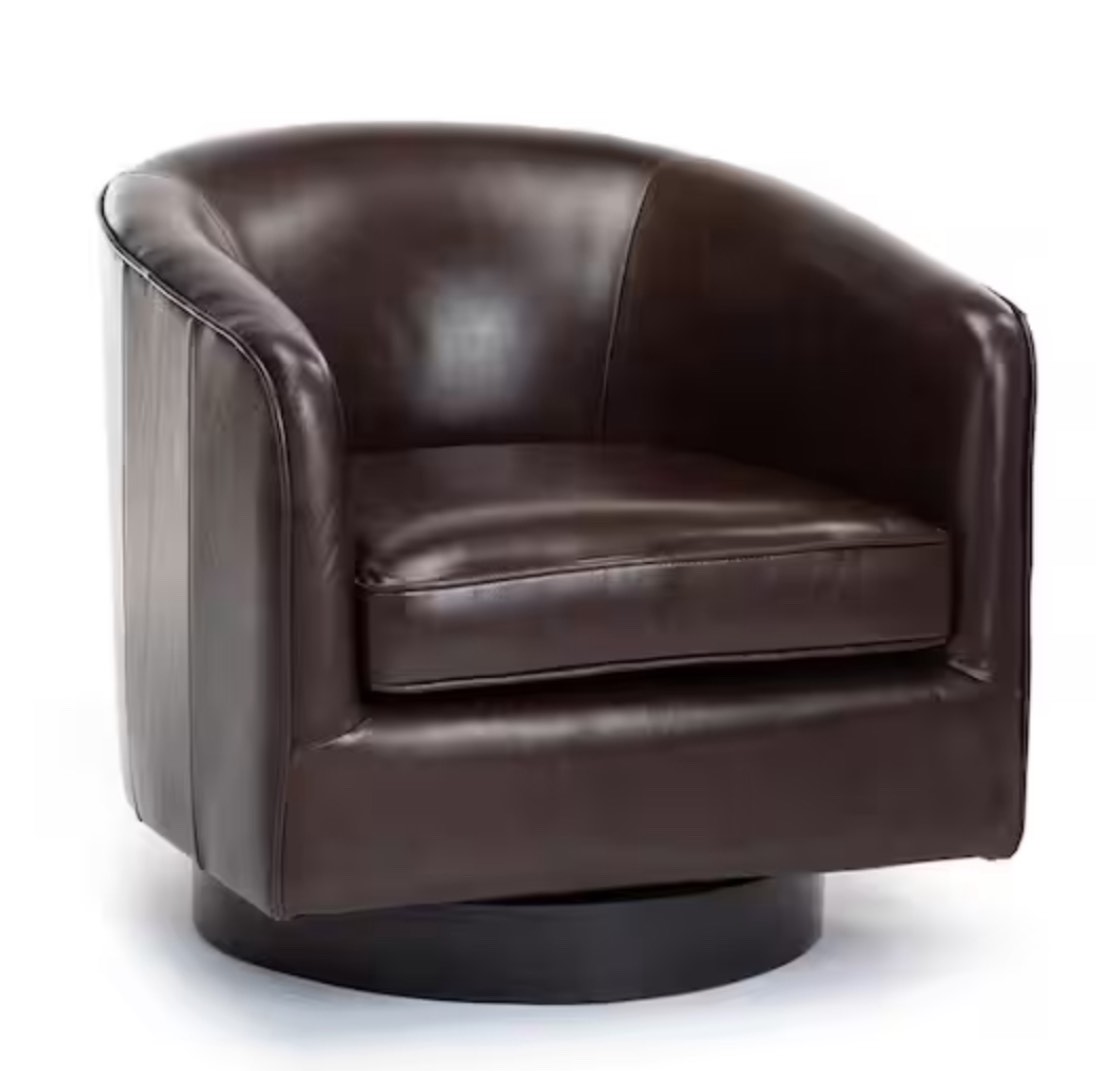 Turner Brown Top Grain Leather Swivel Chair