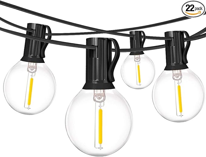 Muasdae 18Ft Outdoor Patio String Lights,UL Listed Commercial Light String with 10+1 Plastic G40 LED Clear Globe Bulbs