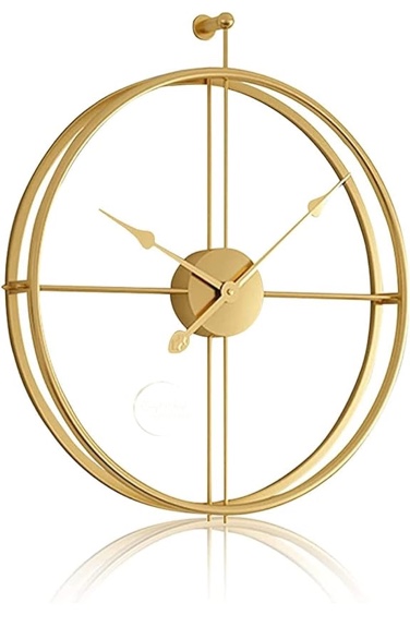 Craft Metals Handicraft Stylish Double Ring Metal Wall Clock for Home & Office, Hanging and Decorative Watch 24 inch (Golden)