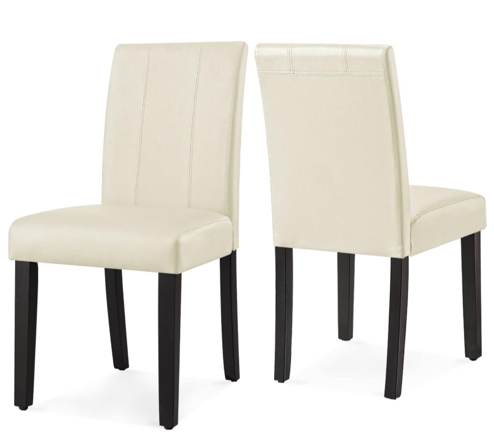 subrtex Leather Dining  Room, Dining Chairs Set of 2, Ivory
