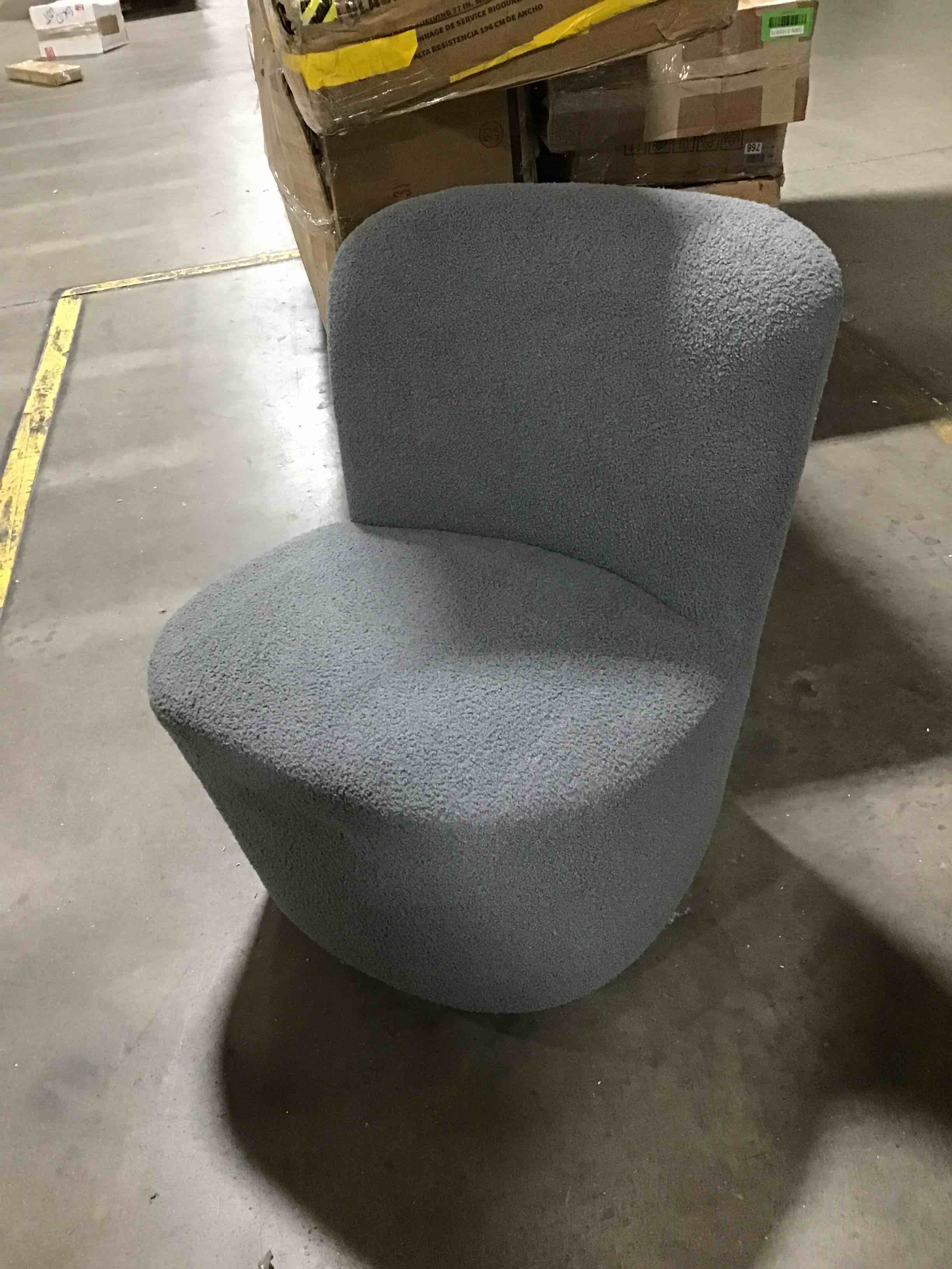 (unknown) grey Sherpa upholstered swivel accent chair