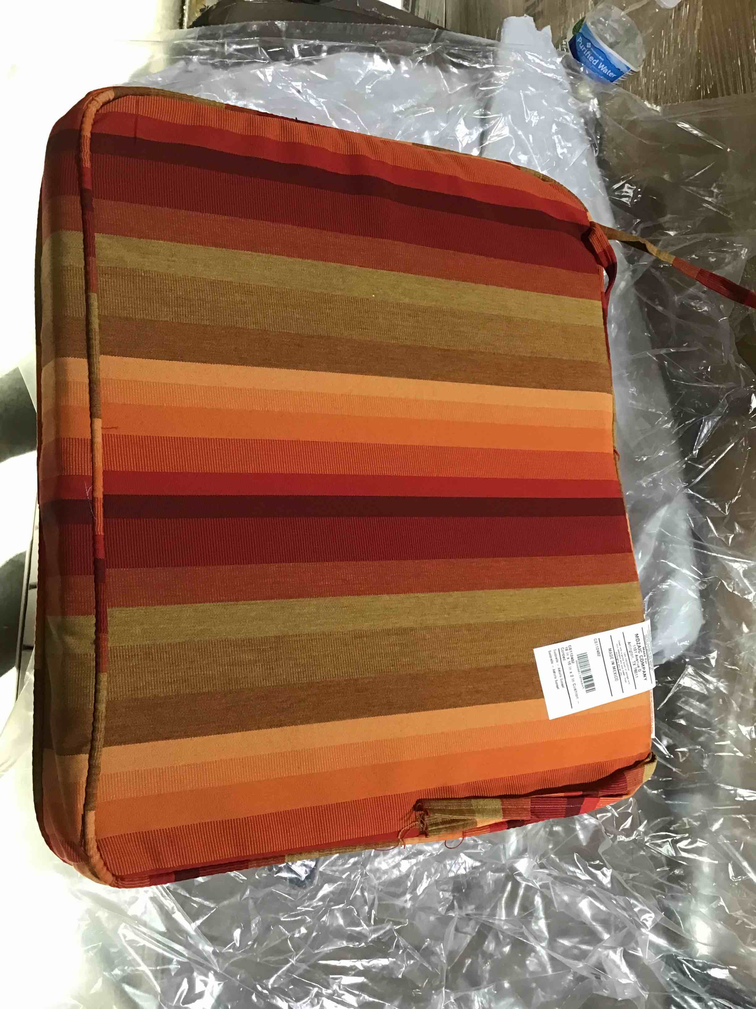 (unknown) fall colored 19” x 16” x 2” corded cushion