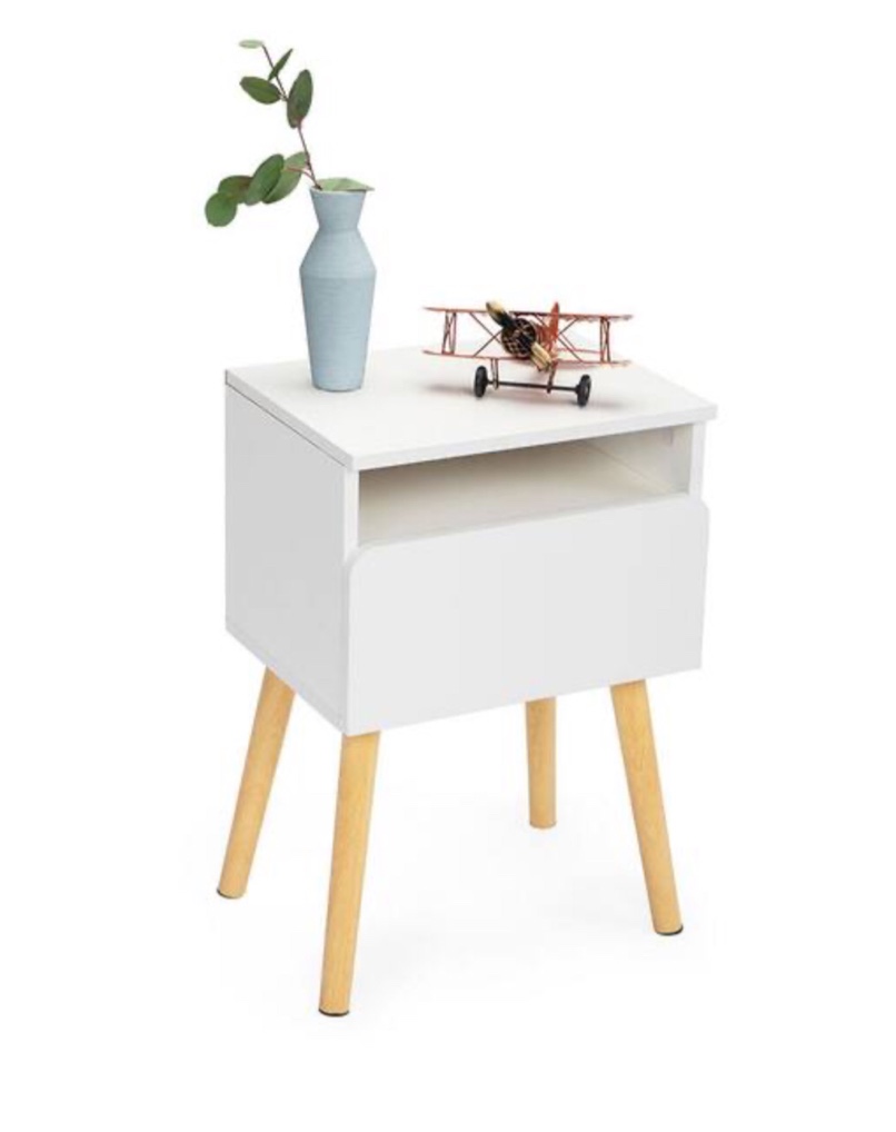 1-Drawer White Particle Board Nightstand 15.7 in. L x 11.8 in. W x 23.6 in. H