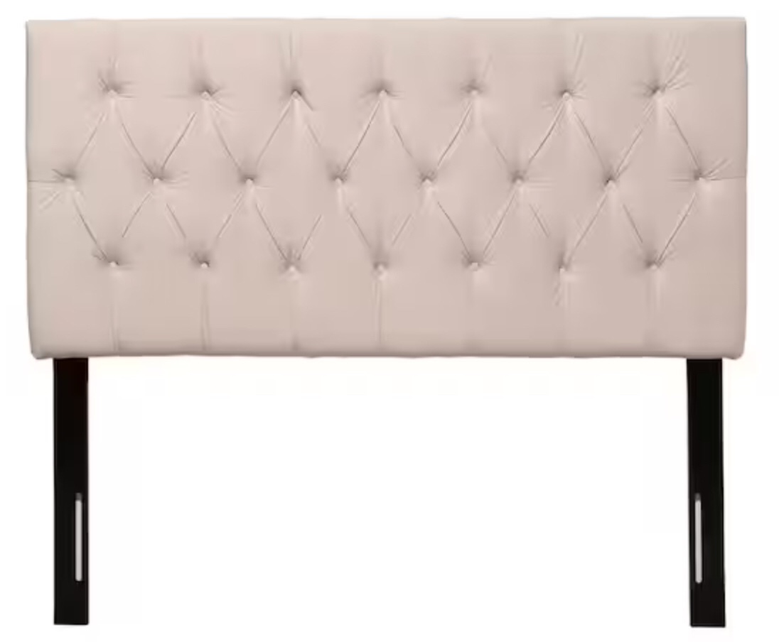 63.2 in. W Connie Tufted Ivory Velvet Headboard, Queen/Full