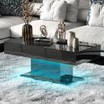 Teirtza High Gloss Coffee Table with 16 Colors LED Lights