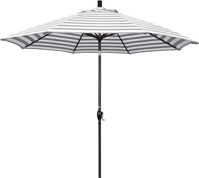 9ft aluminum market umbrella push tilt m black olafin silver white stripe