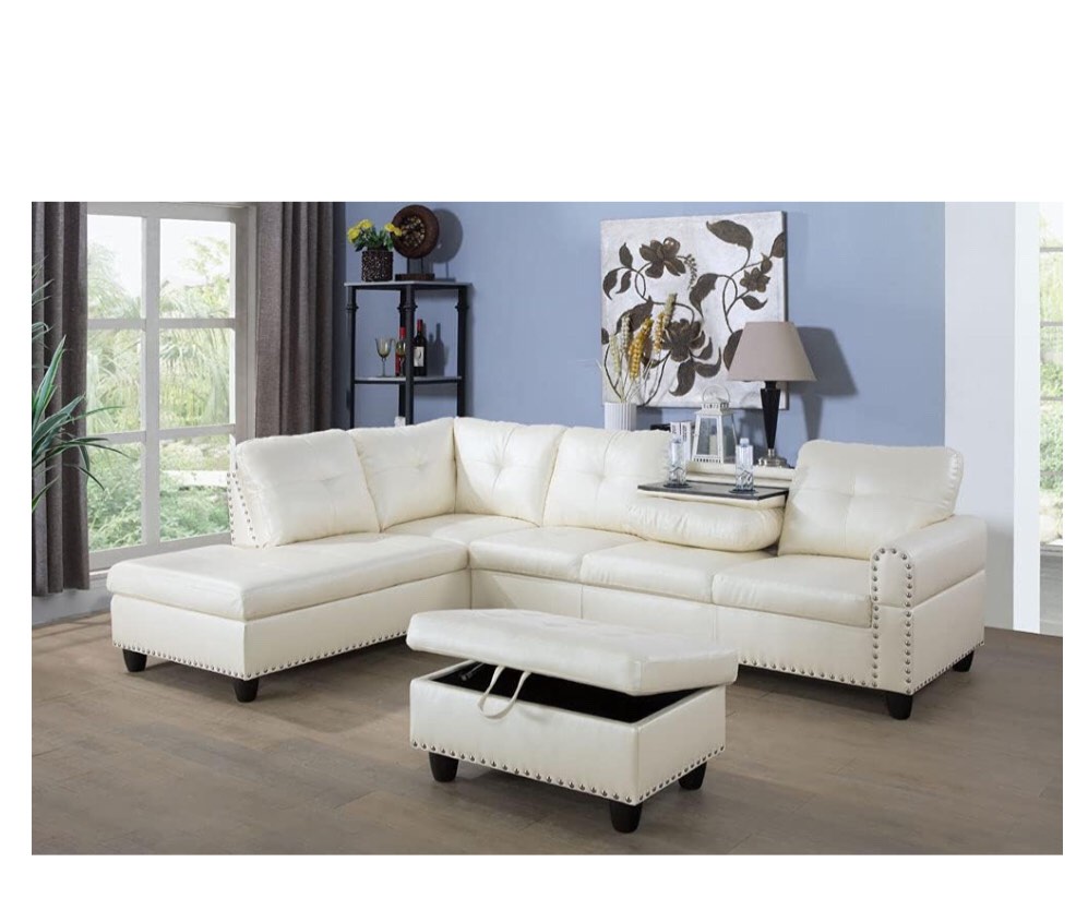 LifeStyle Furniture Sectional couches for Living Room 3Pcs Sofa Set, L