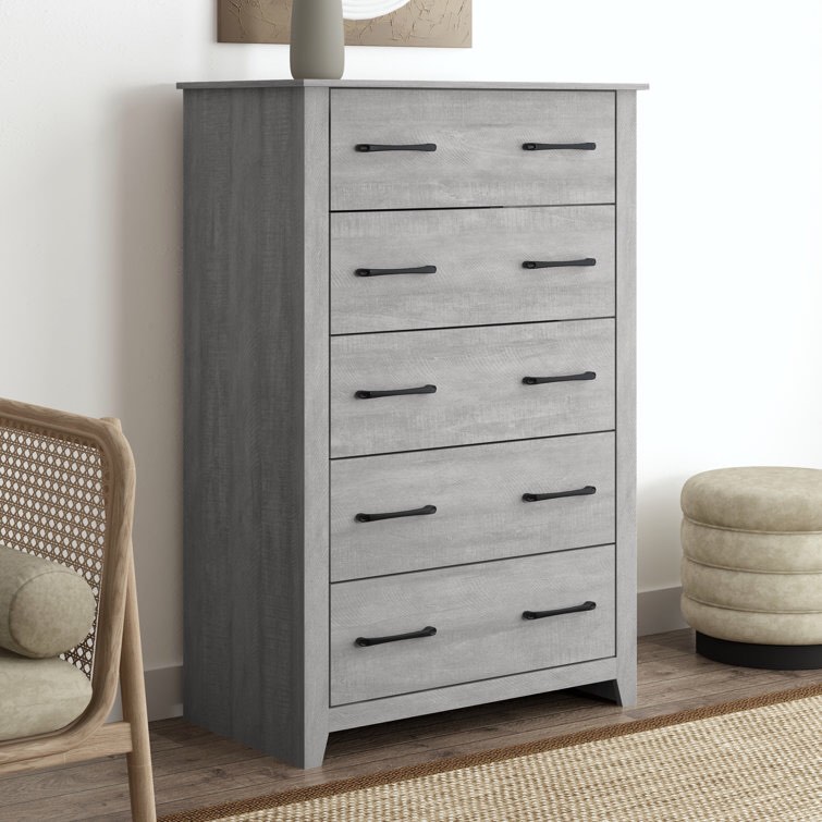 Dusty Gray Oak Walter 5 Drawer 30.7" W Dresser