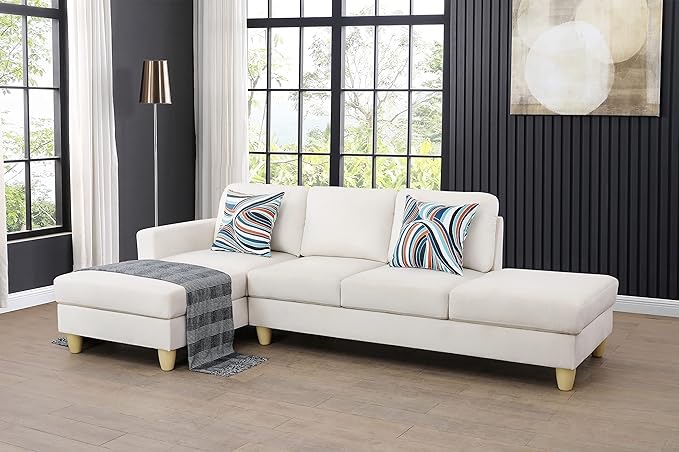 Star Home Living Jack Sectional Sofa, Cream White ( incomplete Only Right recliner) 