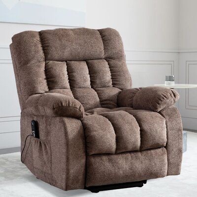 Birdwell 38.2" Wide Chenille Power Lift Assist Ergonomic Recliner with Massager and Heated Cushion(box 2of 2 only, INCOMPLETE) 