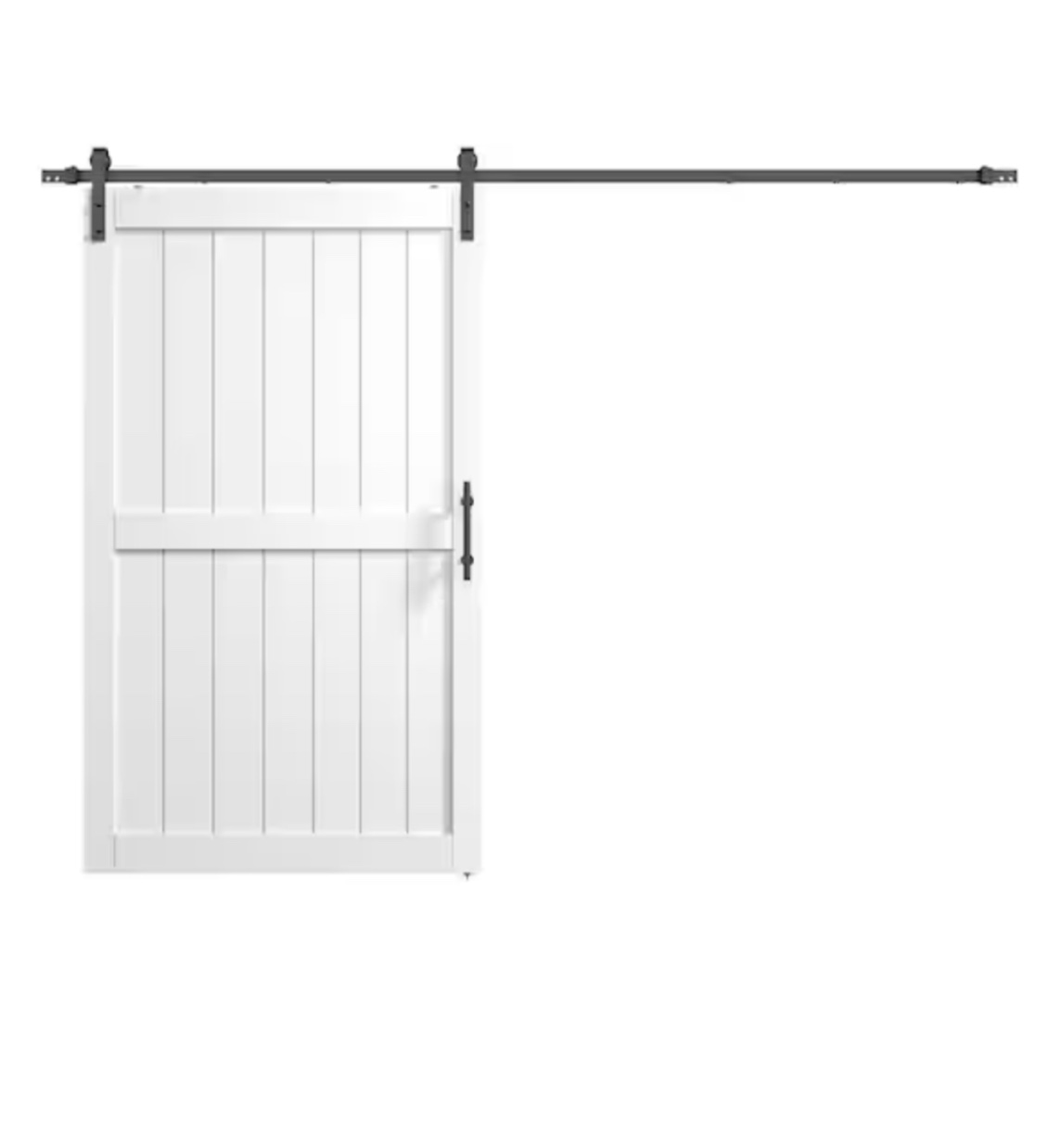 48 in. x 84 in. MDF Sliding Door with Hardware Kit, Covered with Water-Proof PVC Surface, White, H-Frame