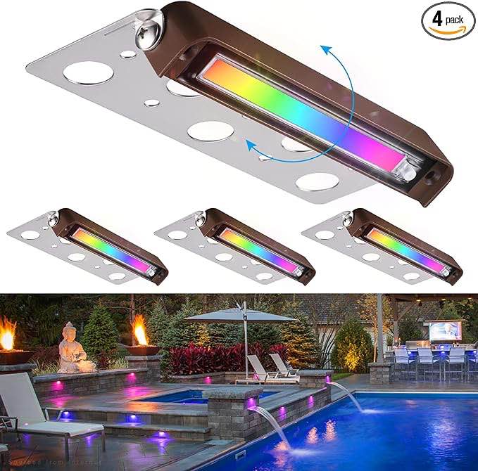 7" Multi-Color LED Hardscape Pathway Light Low Voltage Pack Of 4 