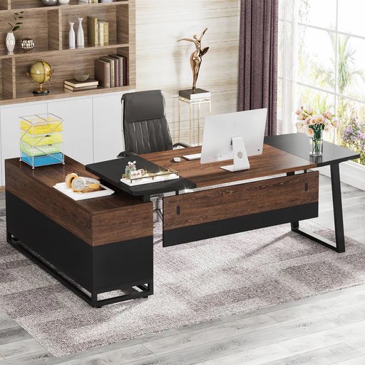 Tribesigns L-Shaped Desk, 67" Executive Desk with 55" Lateral File Cabinet - XK00106      (only box 2)- 