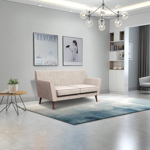 WANSE 58"W Flared Arms Velvet Couch, Solid Wood Frame, Easy Assembly