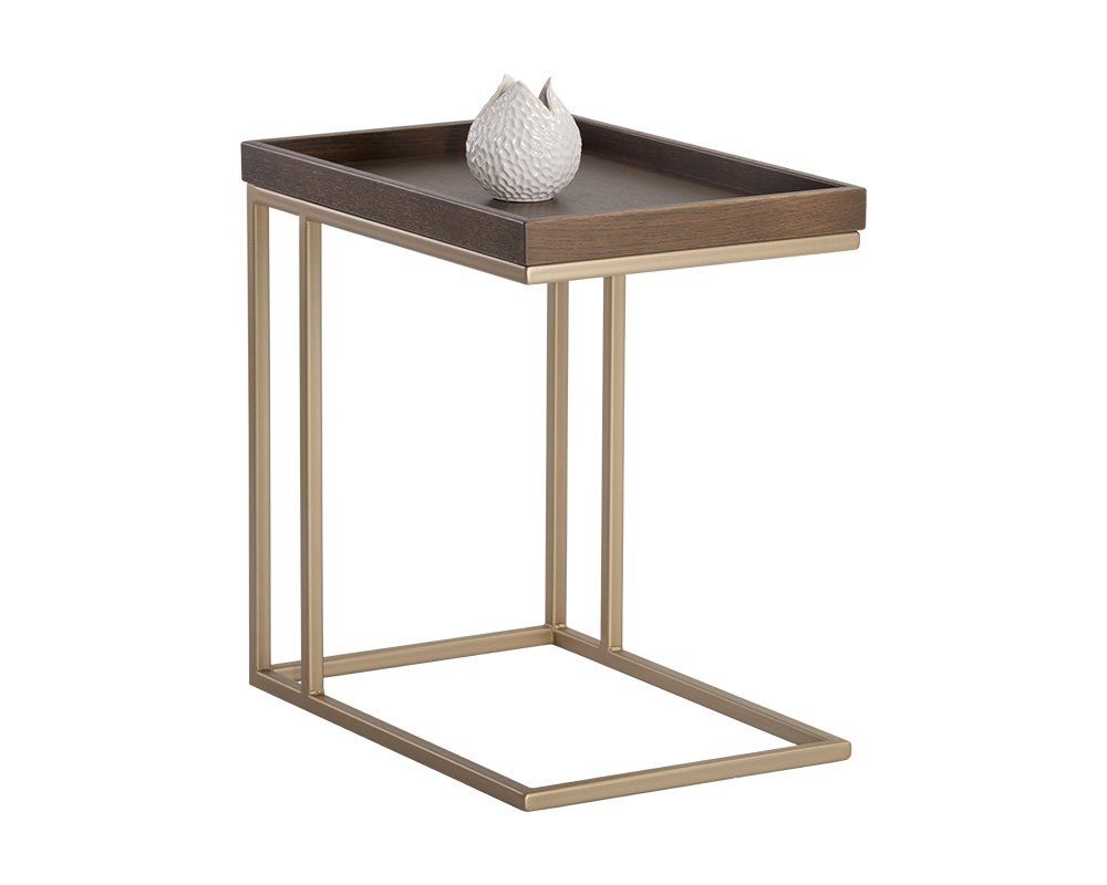 SUNPAN Artezia Arden C-shaped End Table in Raw Umber/Gold 105235