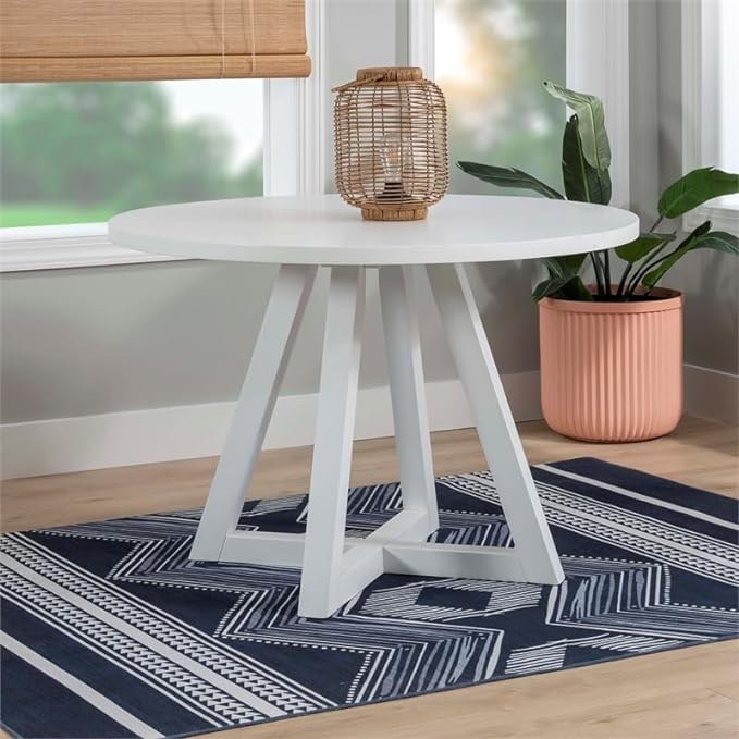Linon Nico Round Wood Dining Table in White