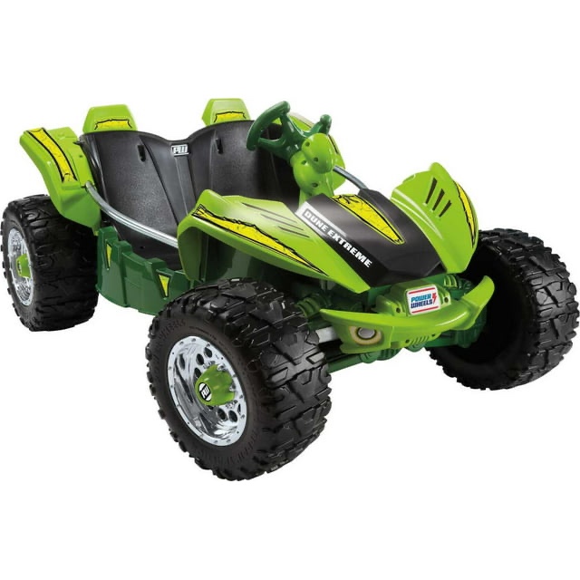 12V Power Wheels Dune Racer Extreme Battery-Powered Ride-On Vehicle with Storage Area, Green