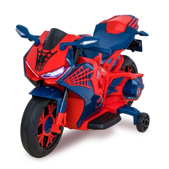 Spiderman 6V Motorcycle Ride On, for Kids, Ages 3+, Rechargeable Battery, up to 65lbs