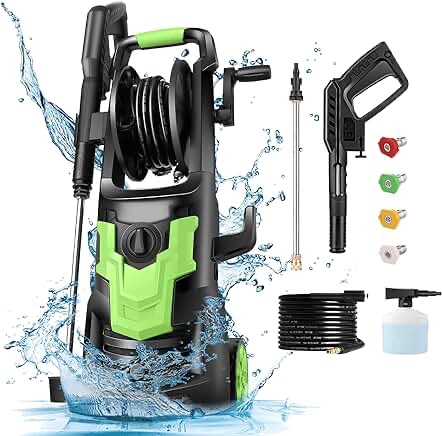 Commowner 3000 PSI Electric Pressure Washer- 4.0 GPM High Power Machine with 4 Spray Tips and Soap Bottle for Car Washing, Fence Cleaning, Patio Maintenance(Upgraded)