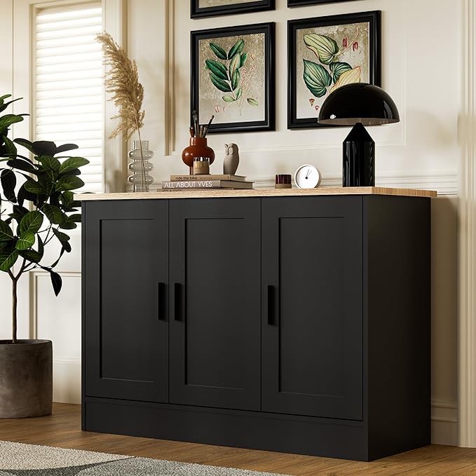 (Product Similar) Anystyle Black Buffet Cabinet, Coffee Bar Cabinet with 3 Drawers & 3 Doors, Kitchen Buffet Sideboard for Living Room, Kitchen