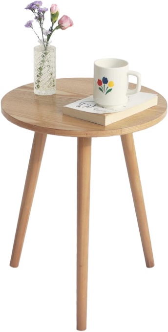 Colvon Side Table Round, Small Accent Table Nightstand Modern End Table for Living Room Bedroom Office Small Spaces, 16''D x 19.5''H(Natural Walnut)