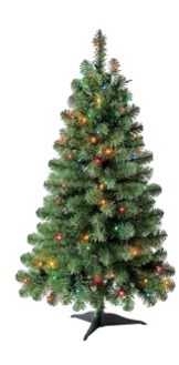 4' Pre-Lit Indiana Spruce Artificial Christmas Tree, Multi-Color Incandescent Lights, by Holiday Time