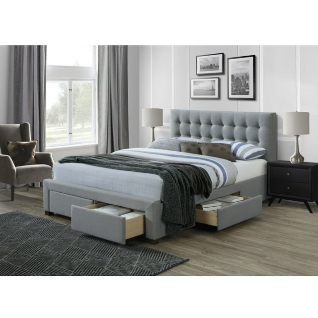 DG Casa Kyla Grey Wood/Fabric 4-drawer Platform Storage Bed Frame Queen Transitional, Modern & Contemporary (INCOMPLETE SET, BOX 5 of 5 ONLY)