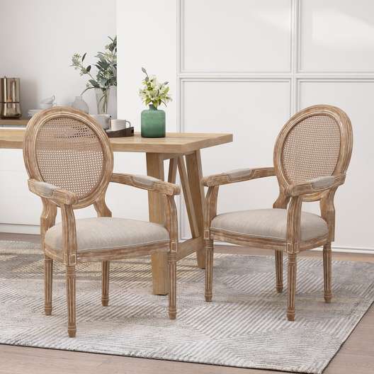 Judith Wood And Cane Upholstered Dining Chair 2-PACK