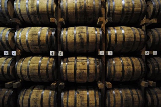 Wooden Whiskey Barrels On Canvas by Ben_Pruchnie_Studio Print By Millwood Pines