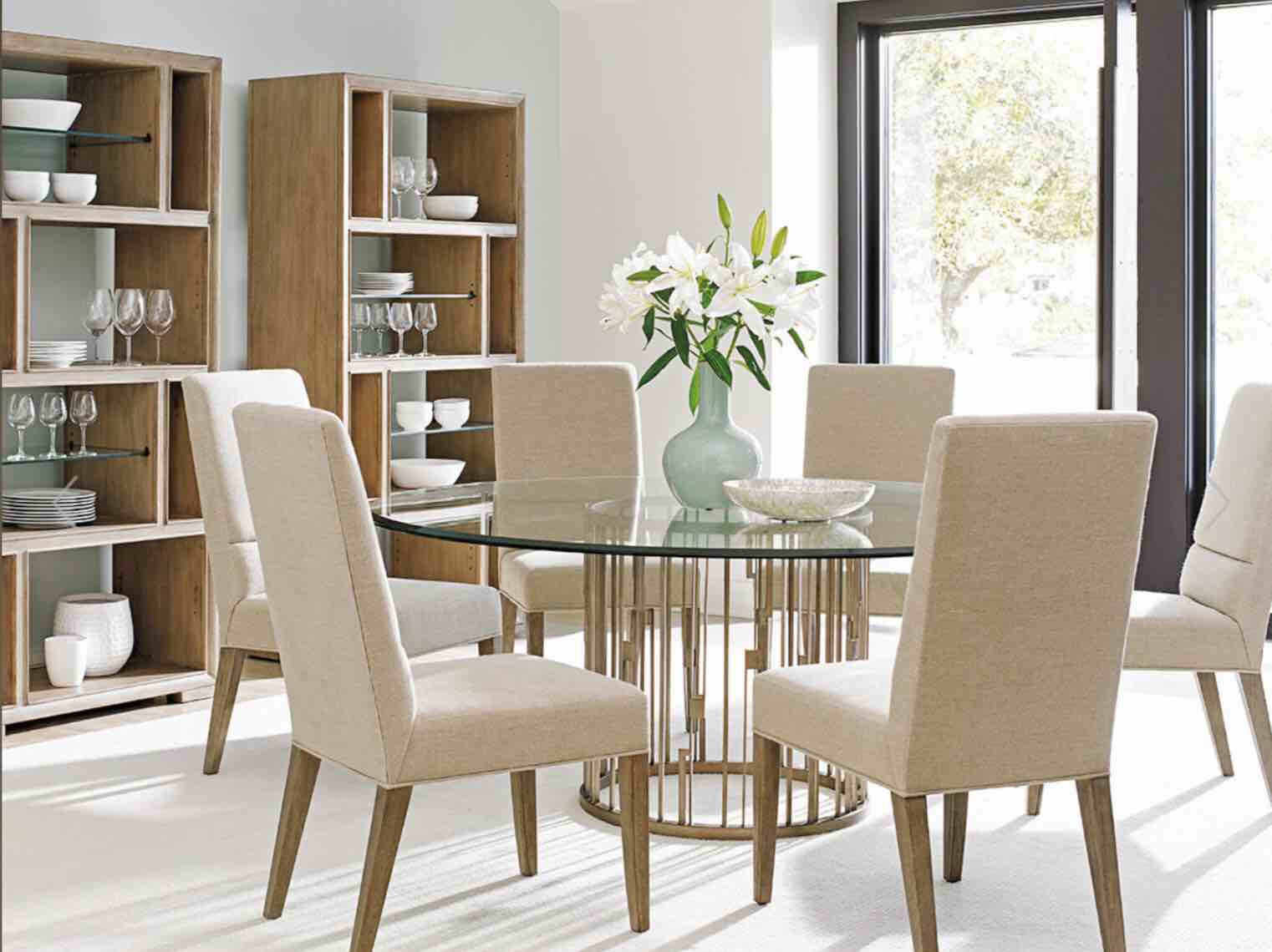 Rendezvous 28" Round Metal Dining Table Base in Burnished Silver Leaf by Lexington ( Base Only ,INCOMPLETE )