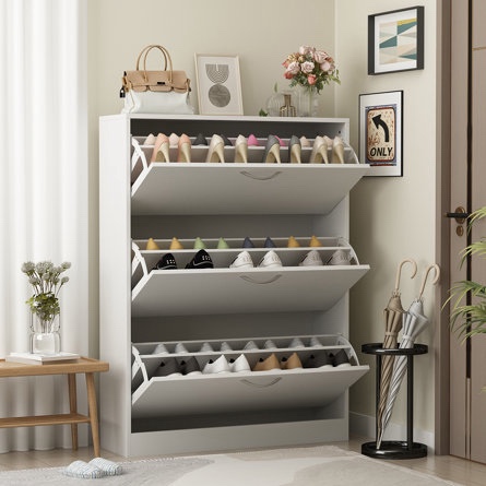 18 Pair Shoe Storage Cabinet - White