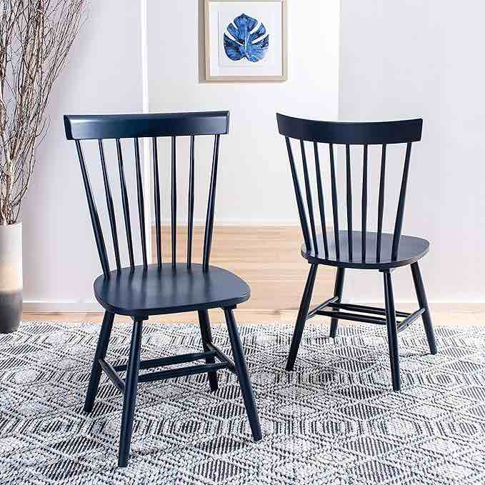 Matanna Solid Wood Windsor Back Side Chair Set of 2 - Navy Blue
