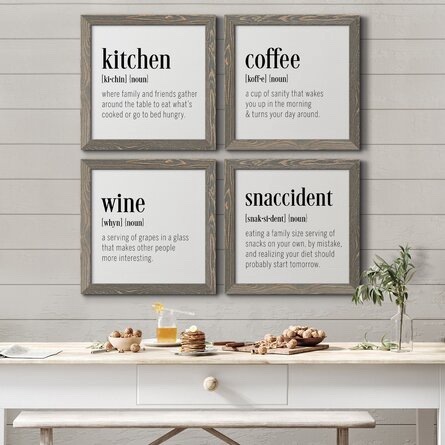 Kitchen Definition - 4 Piece Picture Frame Textual Art Set on Canvas