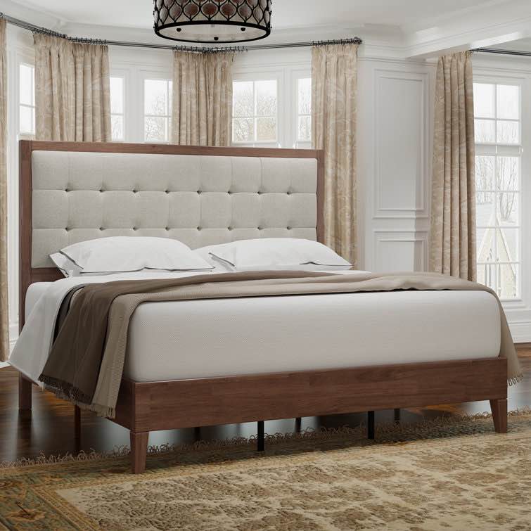 King Brown Behka Upholstered Platform Bed