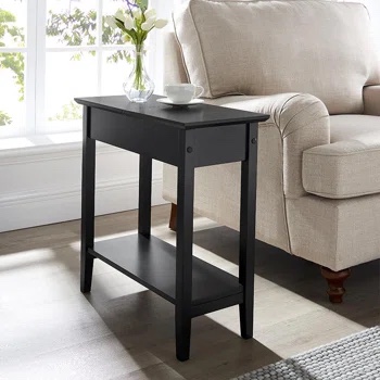 Galnares 24" Tall End Table with Storage, Flip Top Narrow Side Tables, Slim End Table