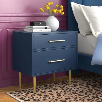 Nayeli Glam Two Drawer Nightstand