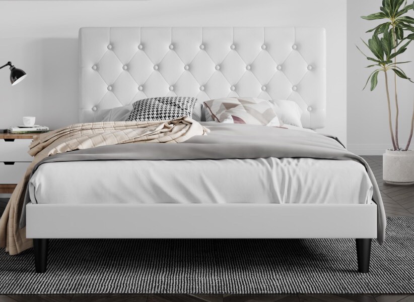 White queen bed frame (incomplete) 