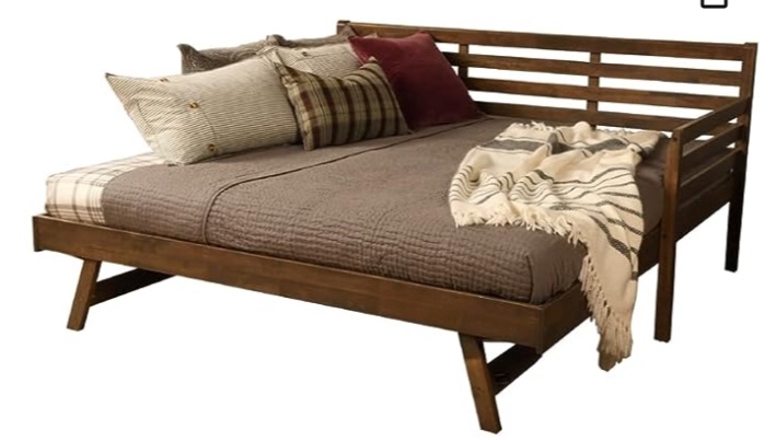 Kodiak Furniture Boho Wood Daybed with Pop Up Trundle in Walnut Brown Finish (incomplete)