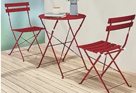 Red Genova steel bistro set