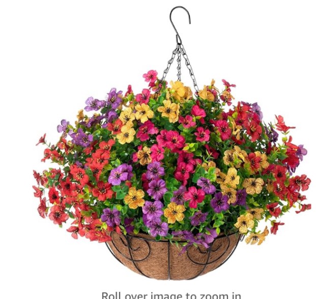 Artificial Flowers in Hanging Basket