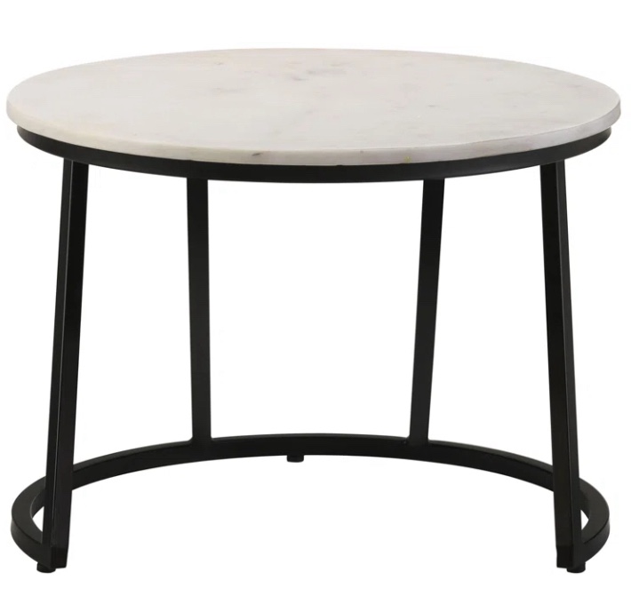 (incomplete table top only)Miguel Round Accent Table with Marble Top White and Black