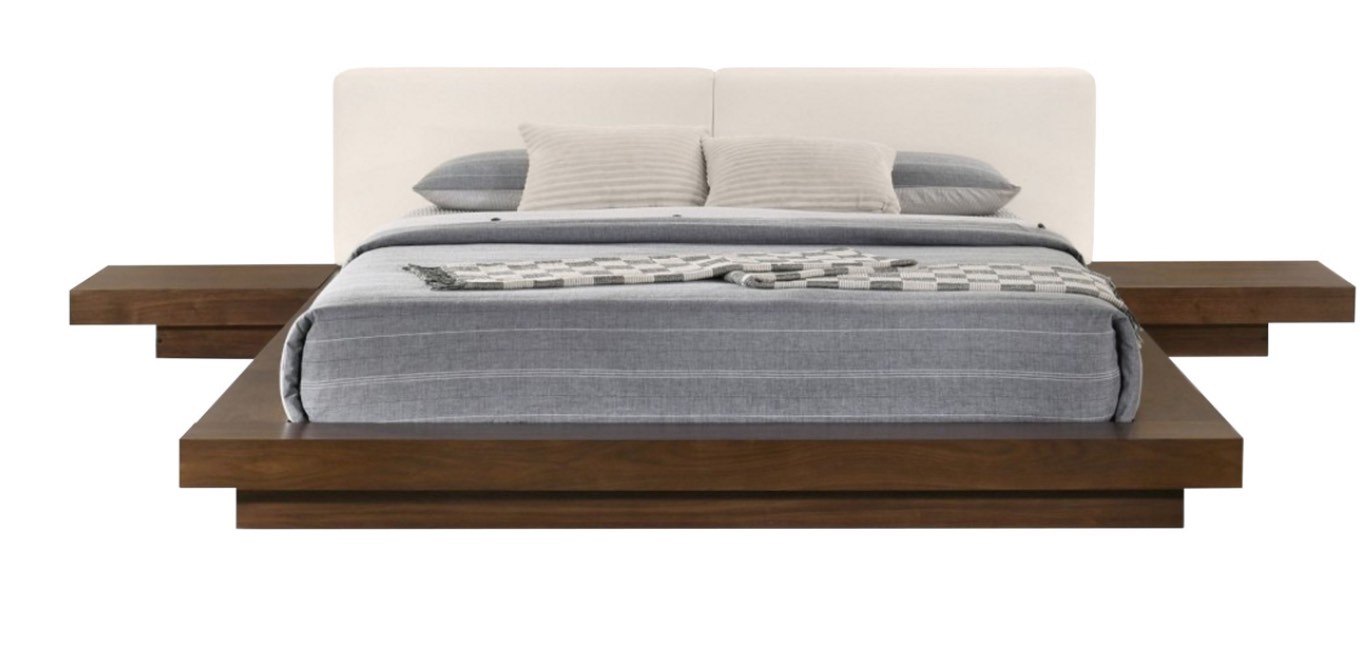 Modrest Tokyo - Contemporary Walnut and White Platform Bed (box 2 of 3) (incomplete)